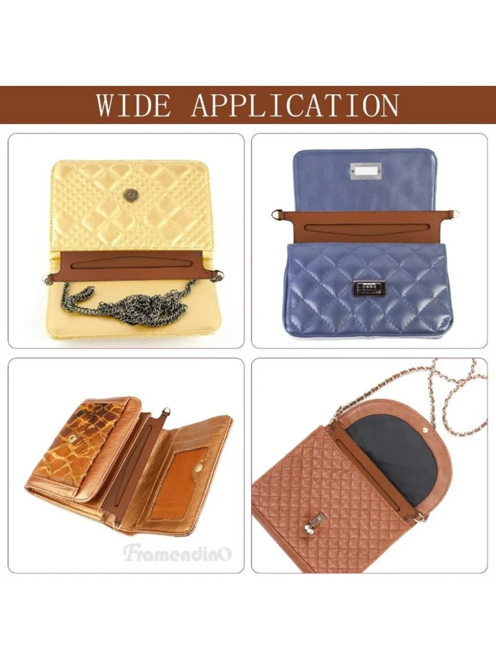 Purse Insert Organizer with Metal Chain, Handbag Divider & Pocket for Women